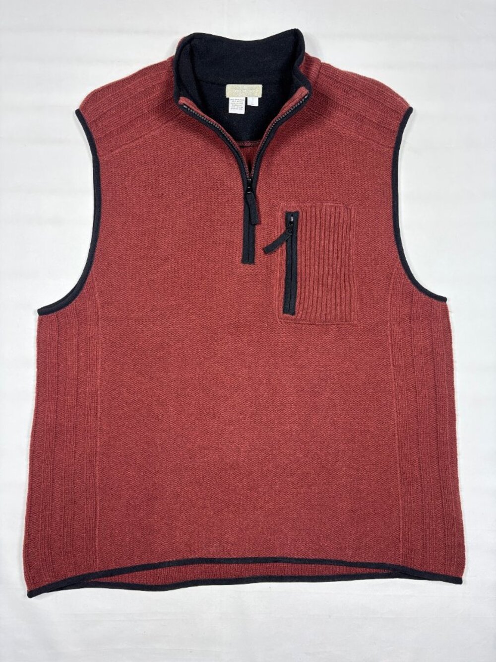 The Territory Ahead Mens Large Red Lambswool Blend 1/4 Zip Sweater Vest Gorpcore